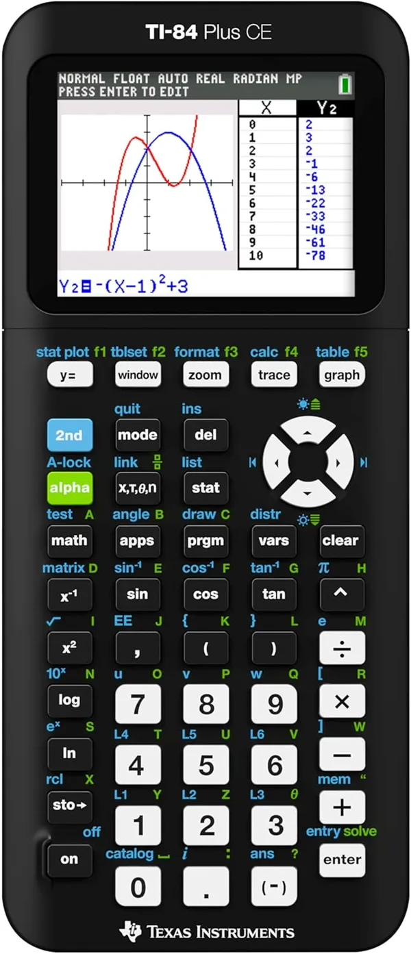 Texas Instruments TI-84 Plus CE graphing calculator in black